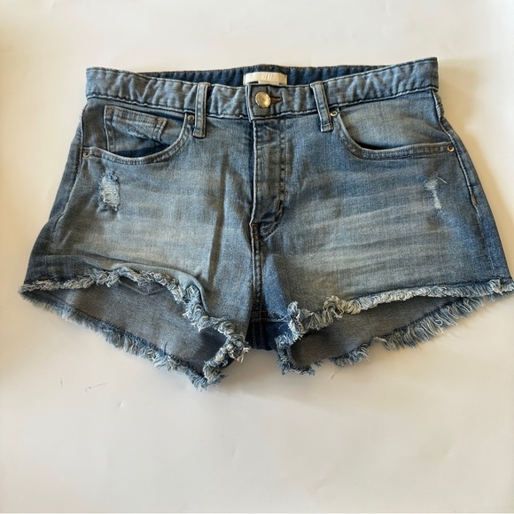 H&M Blue Denim Jean Shorts Distressed Relaxed Fit Size 4 - Picture 1 of 13